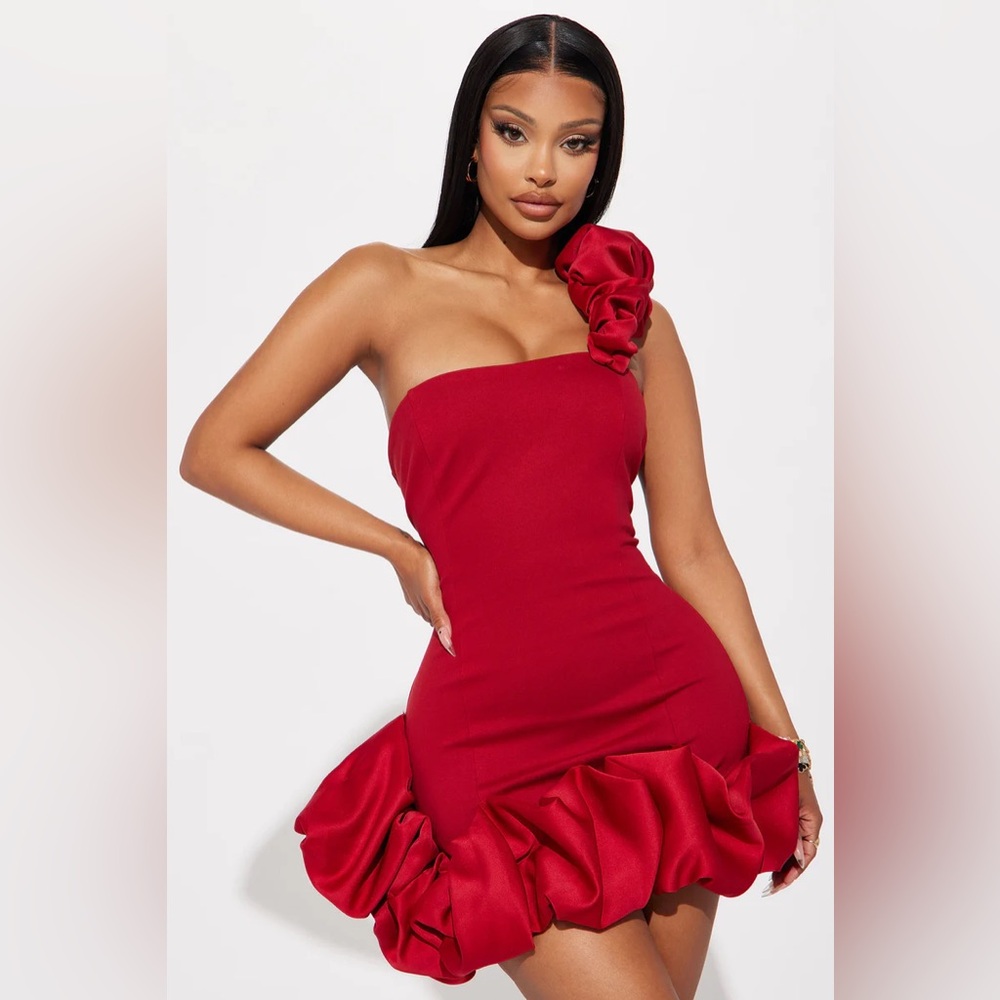 SEXY Ruffle Mini Dress - Red